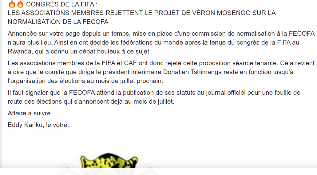 Non Le Congr S De La Fifa Na Pas Trait Le Sujet Du Comit De