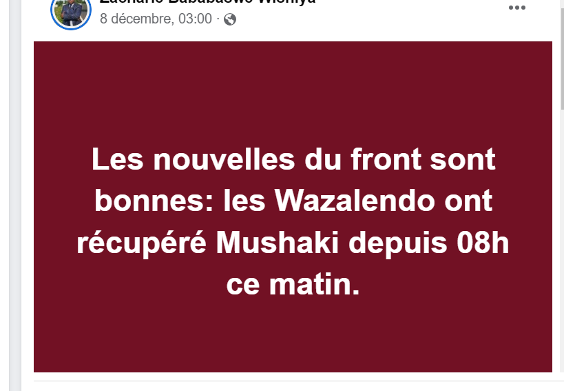 Faux La Cit De Mushaki Est Toujours Contr L E Par Le M Congo Check