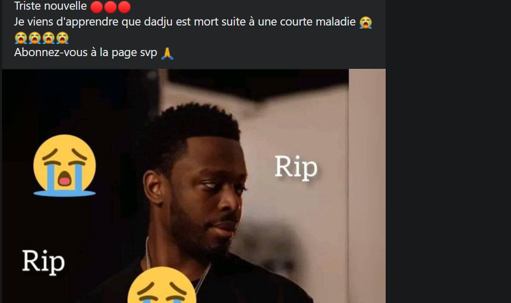 Méfiezvous de cette publication sur Dadju le disant mort CONGO CHECK