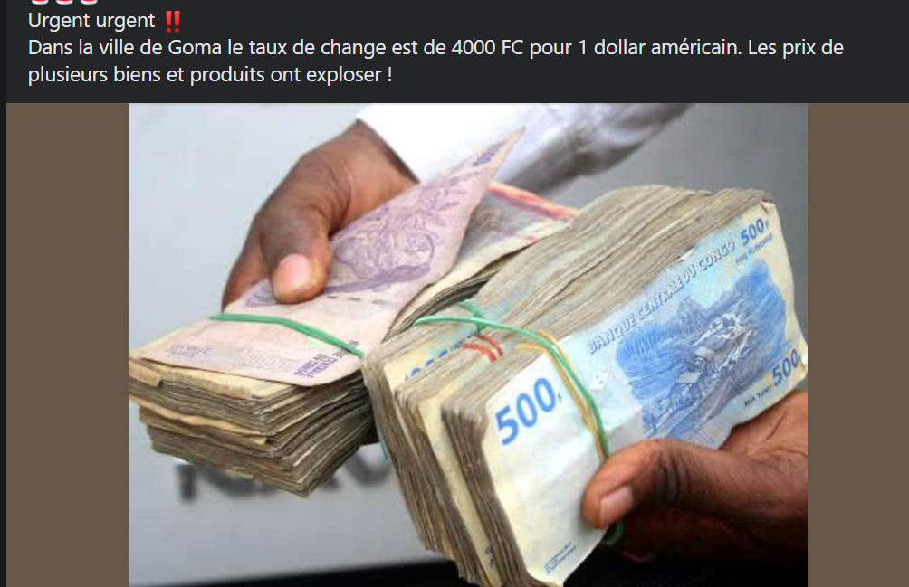 Factcheck Goma 1 Dollar Ne Se Change Pas 4 000 Francs Congolais 