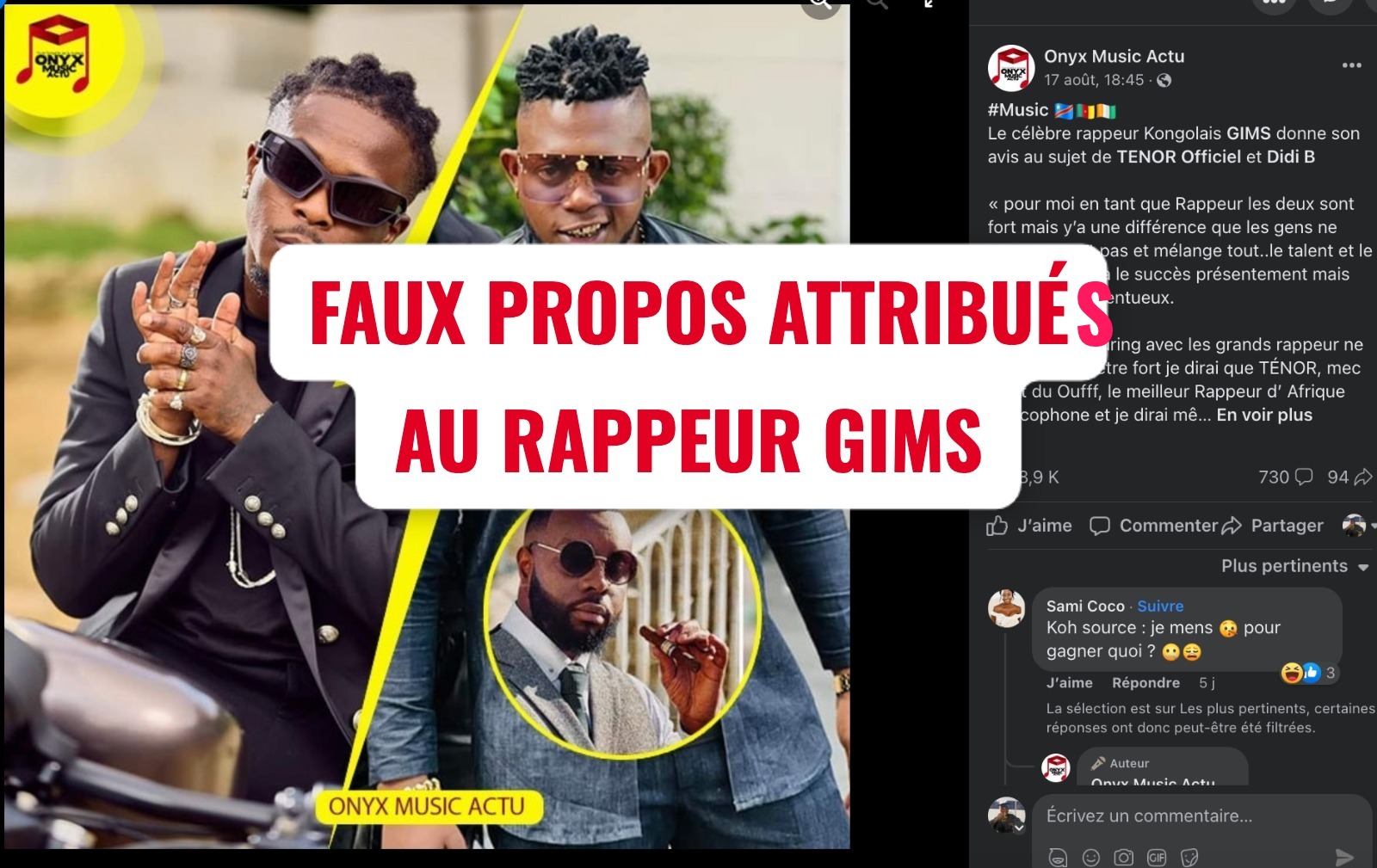 Faux, GIMS N’a Pas Comparé Ténor Et Didi B, Ces Propos Lui Sont ...