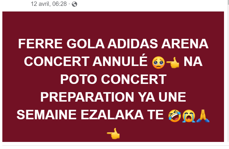 Non Le Concert De Ferre Gola Adidas Arena Na Pas T Annul Congo Check